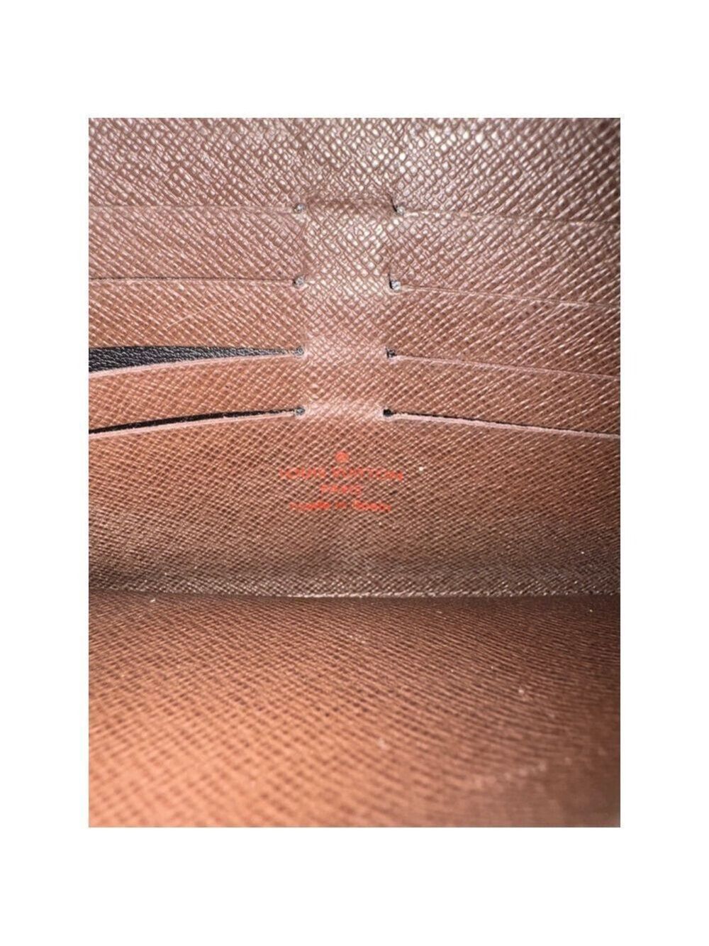 Louis Vuitton Damier Ebene Long Wallet Push Lock Clutch Style Brown Checkered - Picture 11 of 16